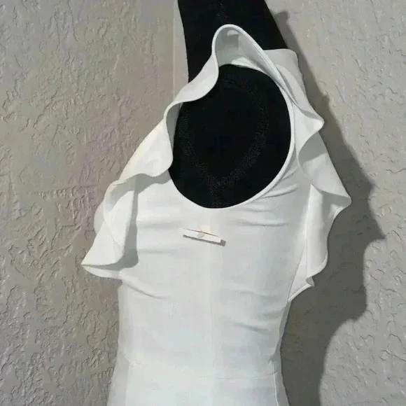 FRENCH CONNECTION Whisper Ruffled V-Neck Mini Dress sz 4 - Picture 3 of 8